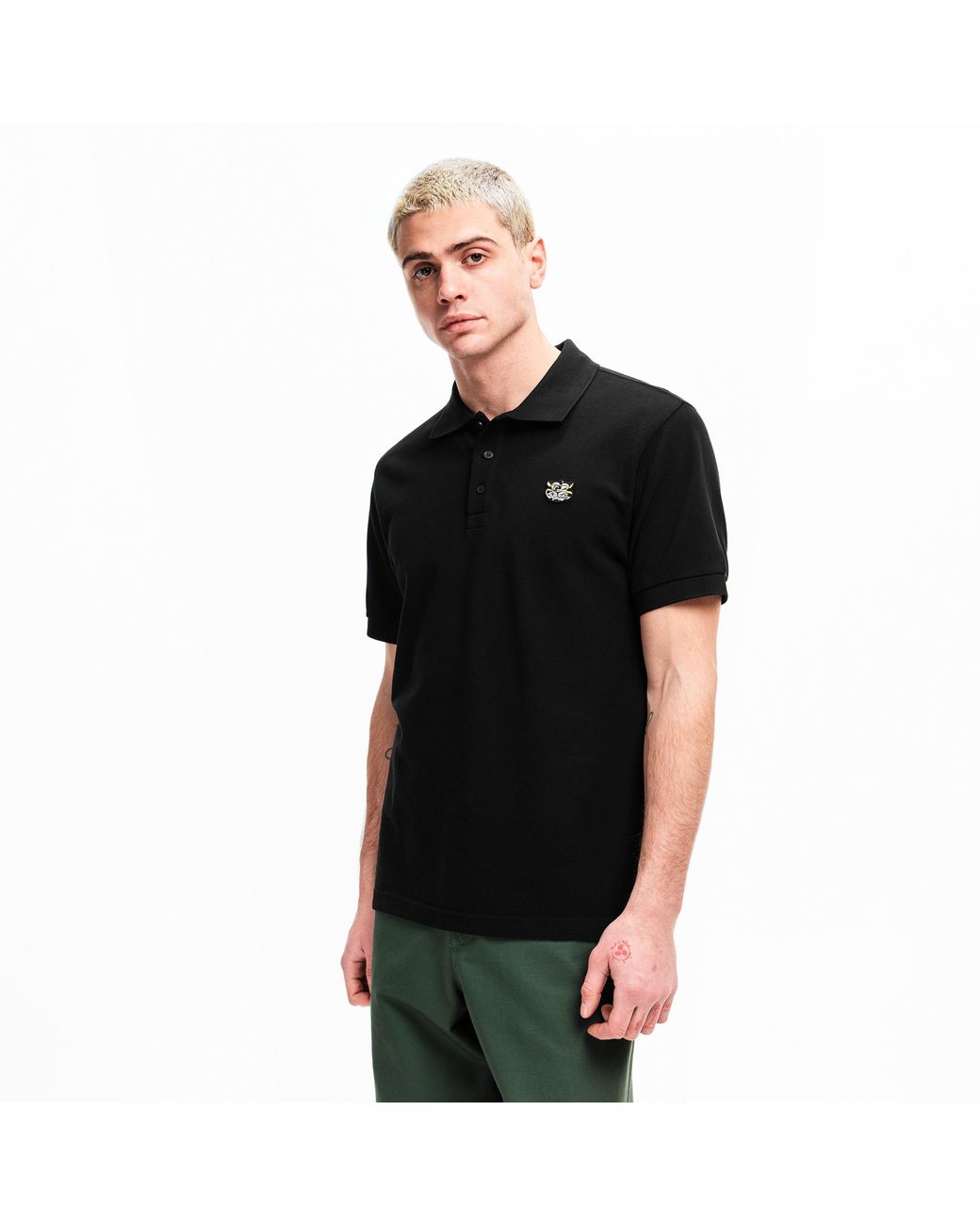 KENZO Black Wild Tiger Short Sleeve Polo Shirt for men