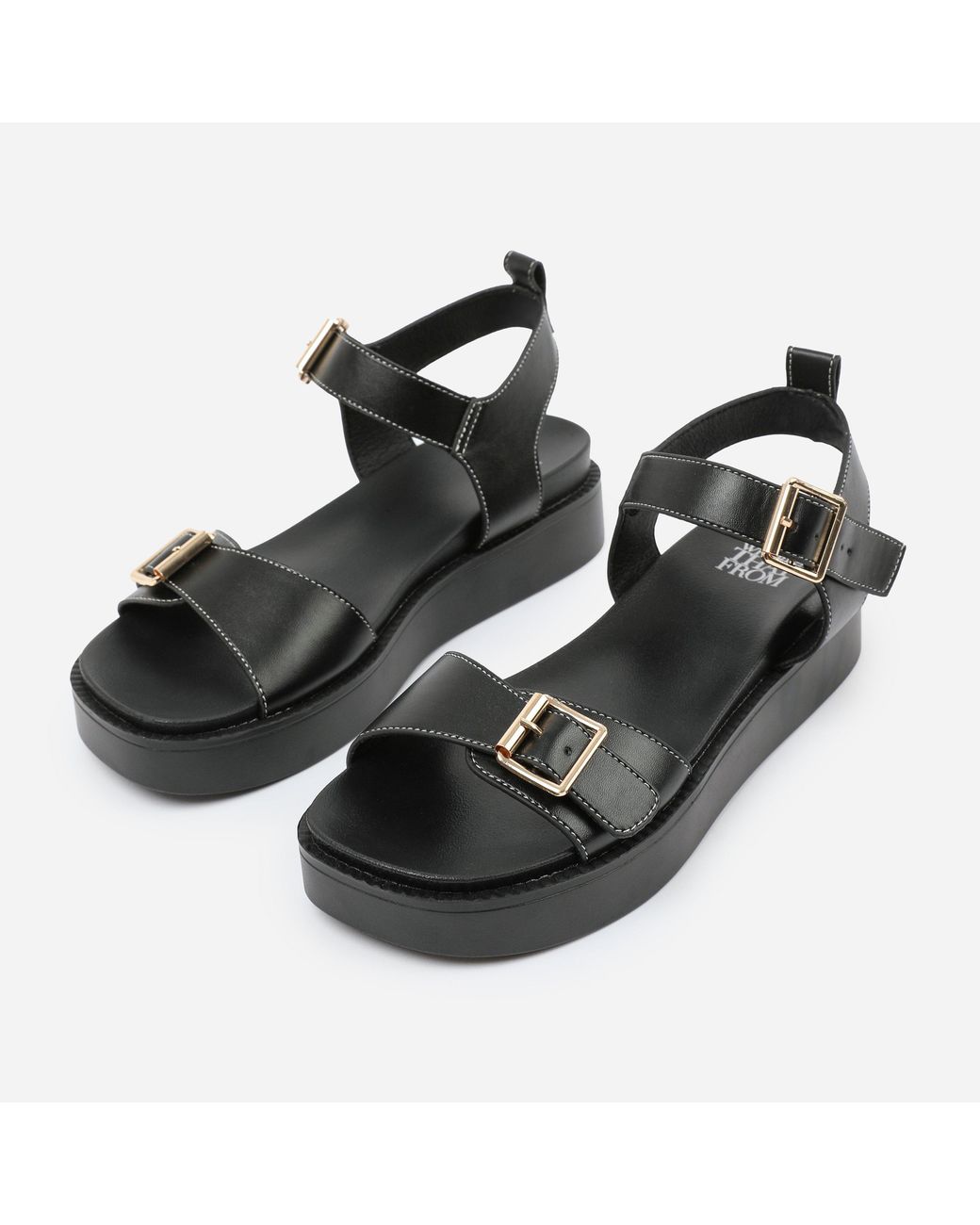 Where's That From Blackpu Isabel Double-Buckle-Strap Platform Sandal