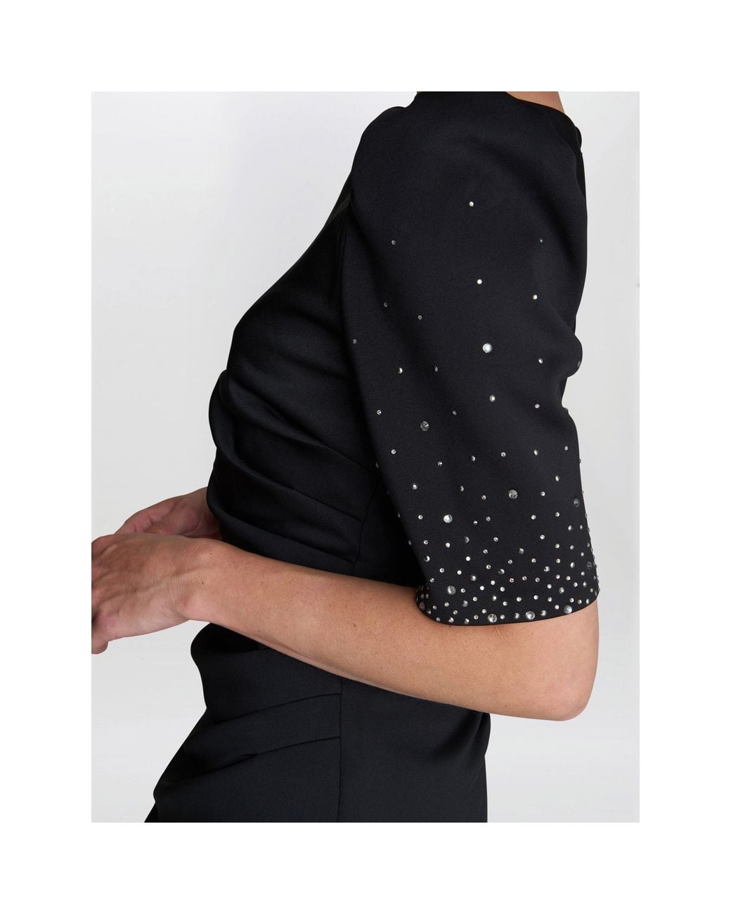 Gina Bacconi Black Louisa Dress With Beaded Sleeve