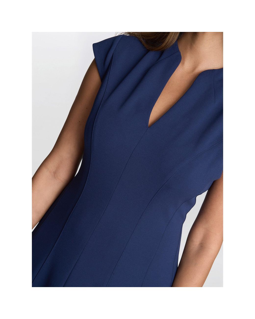 Gina Bacconi Blue Maxene Fit And Flare Midi Dress