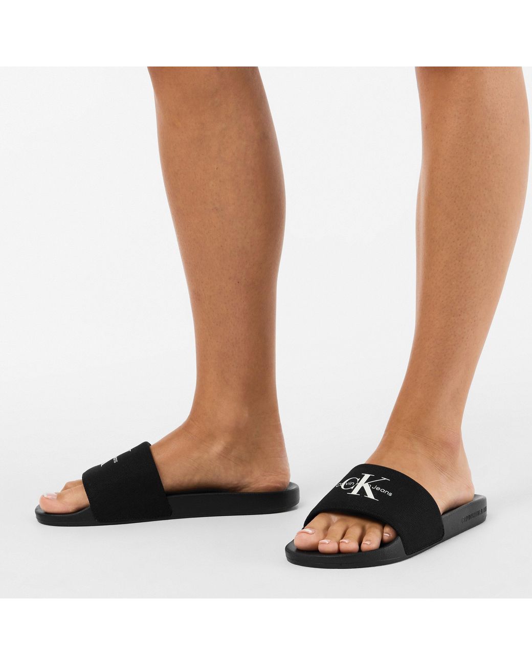 Calvin Klein Black Logo Sliders