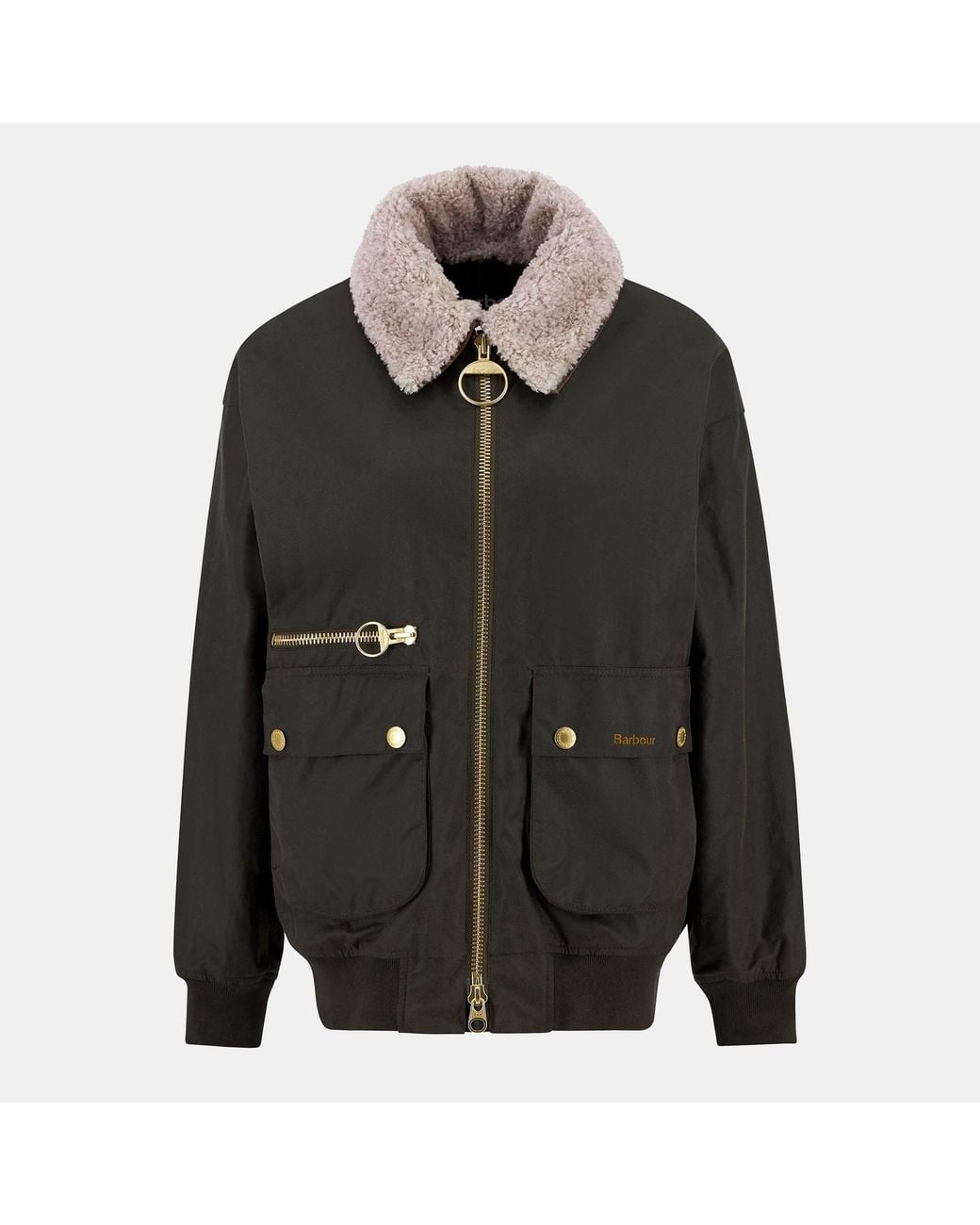 Barbour Black Maxine Waxed Bomber Long Sleeve Wax Jacket