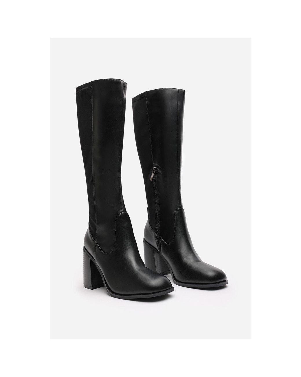 Where's That From Multicolor Where's Knee High Stretch Boots With Block Heel Zip