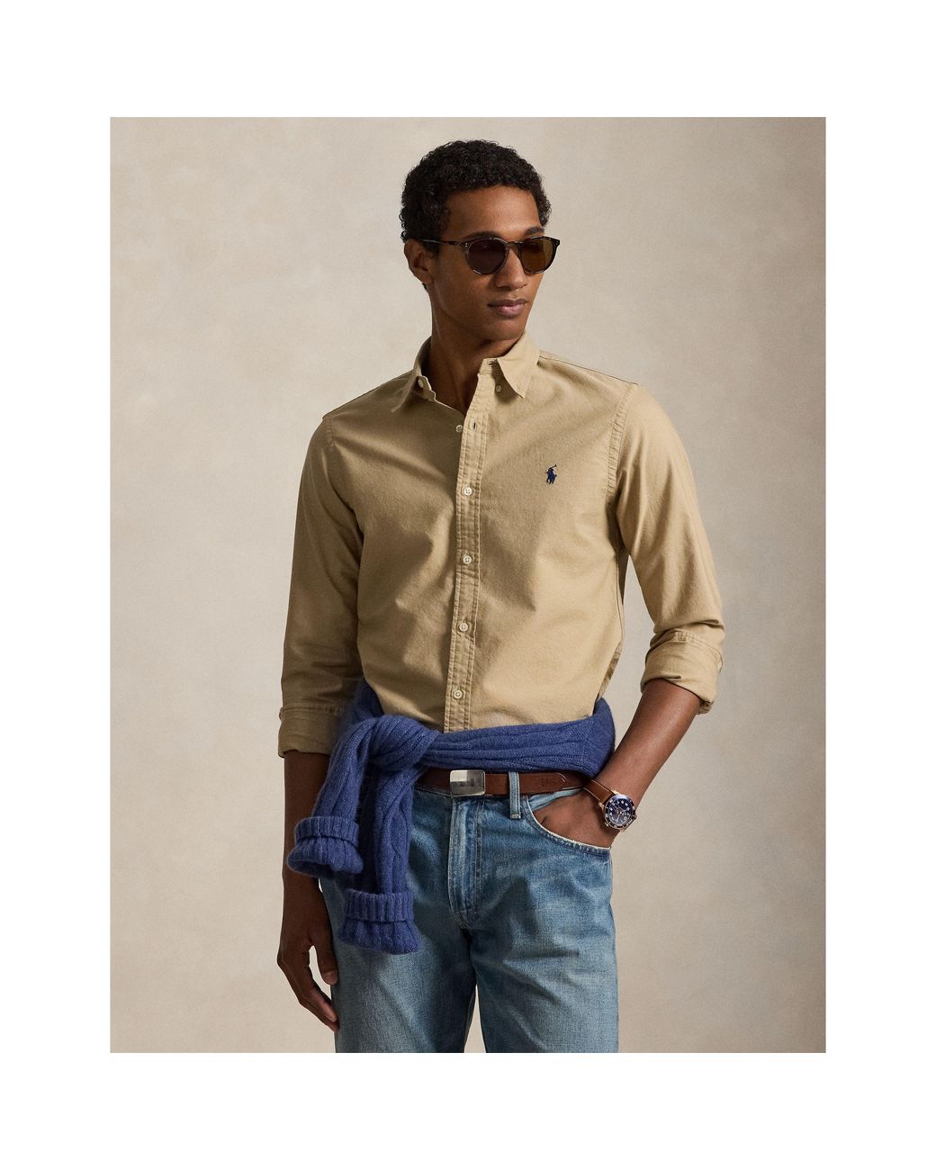Polo Ralph Lauren Natural Slim Fit Oxford Long Sleeve Shirt for men