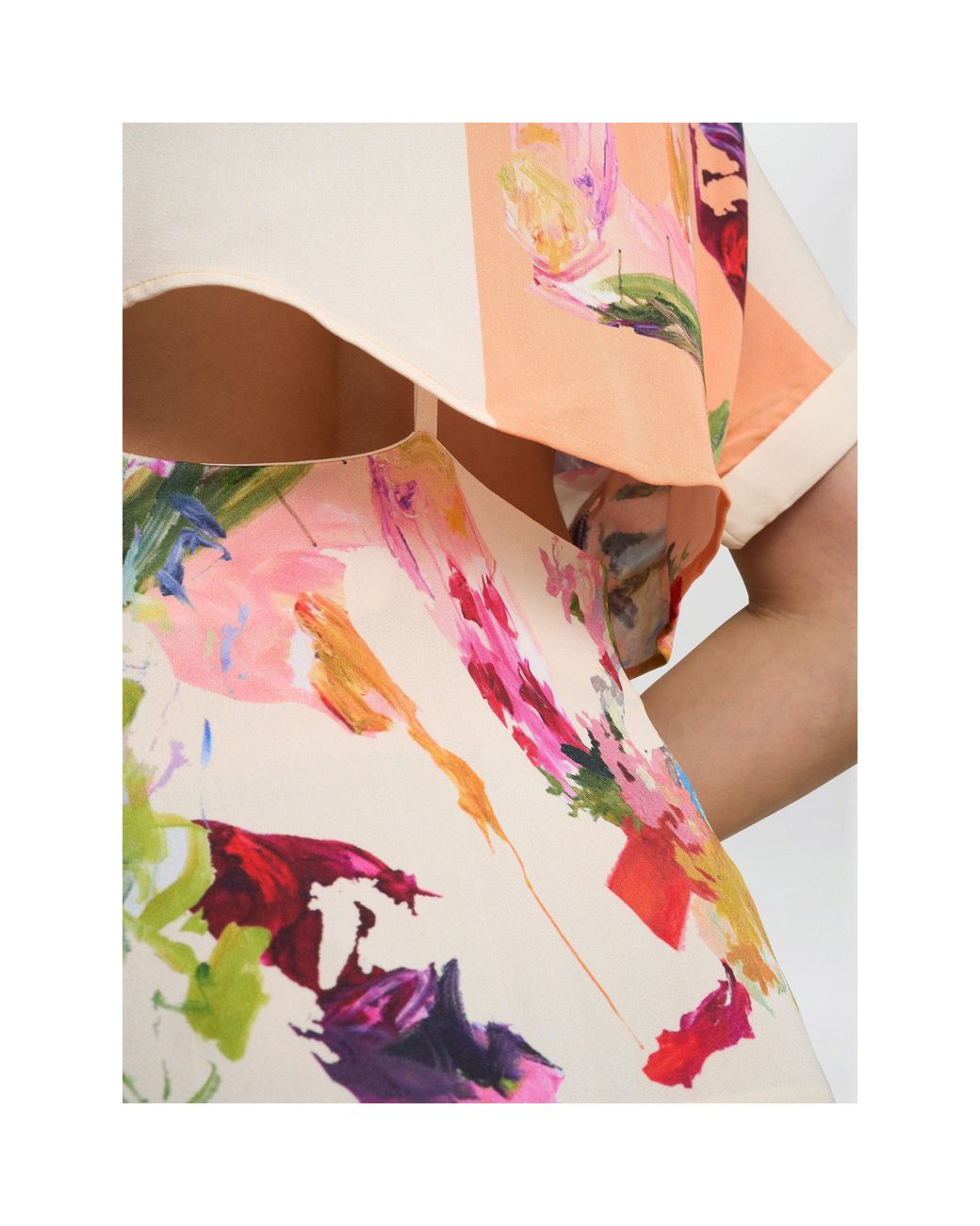 Gina Bacconi White Sarah Floral Print Shirt Dress