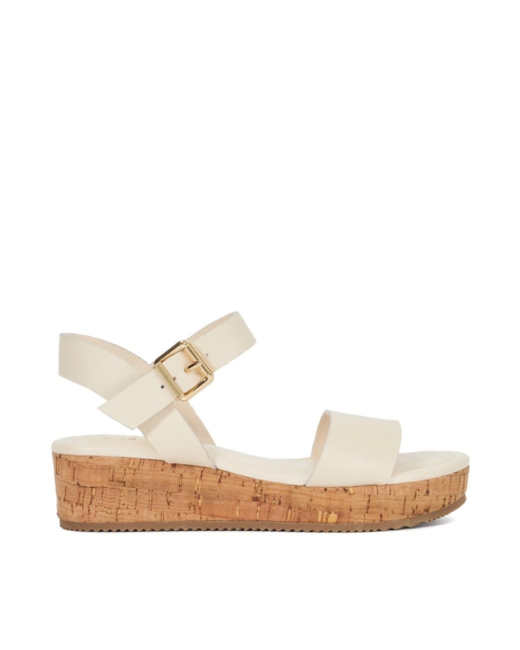 Dune White Lazered Leather Flatform Sandals