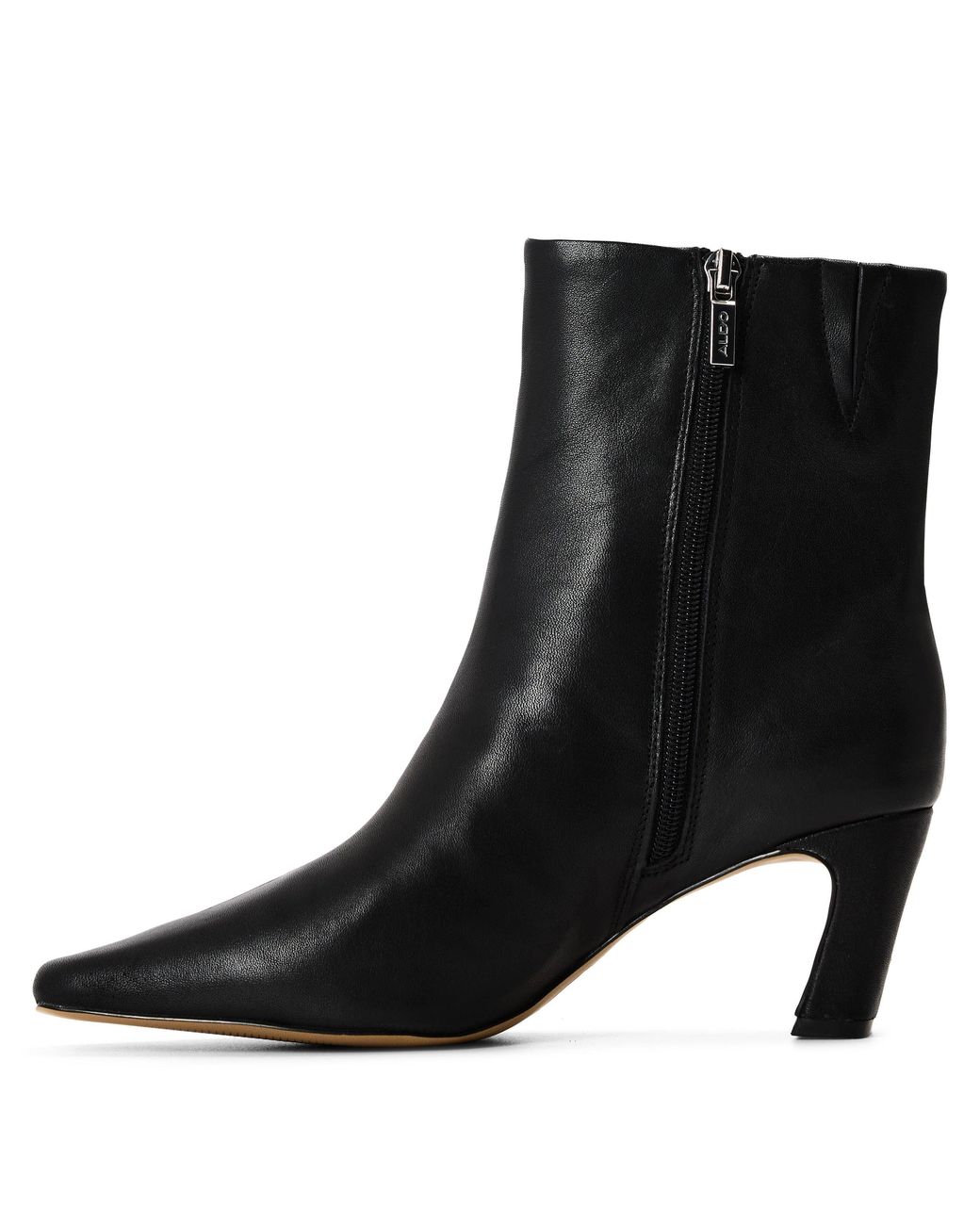 ALDO Black Bethina Leather Square-Toe Heeled Ankle Boots