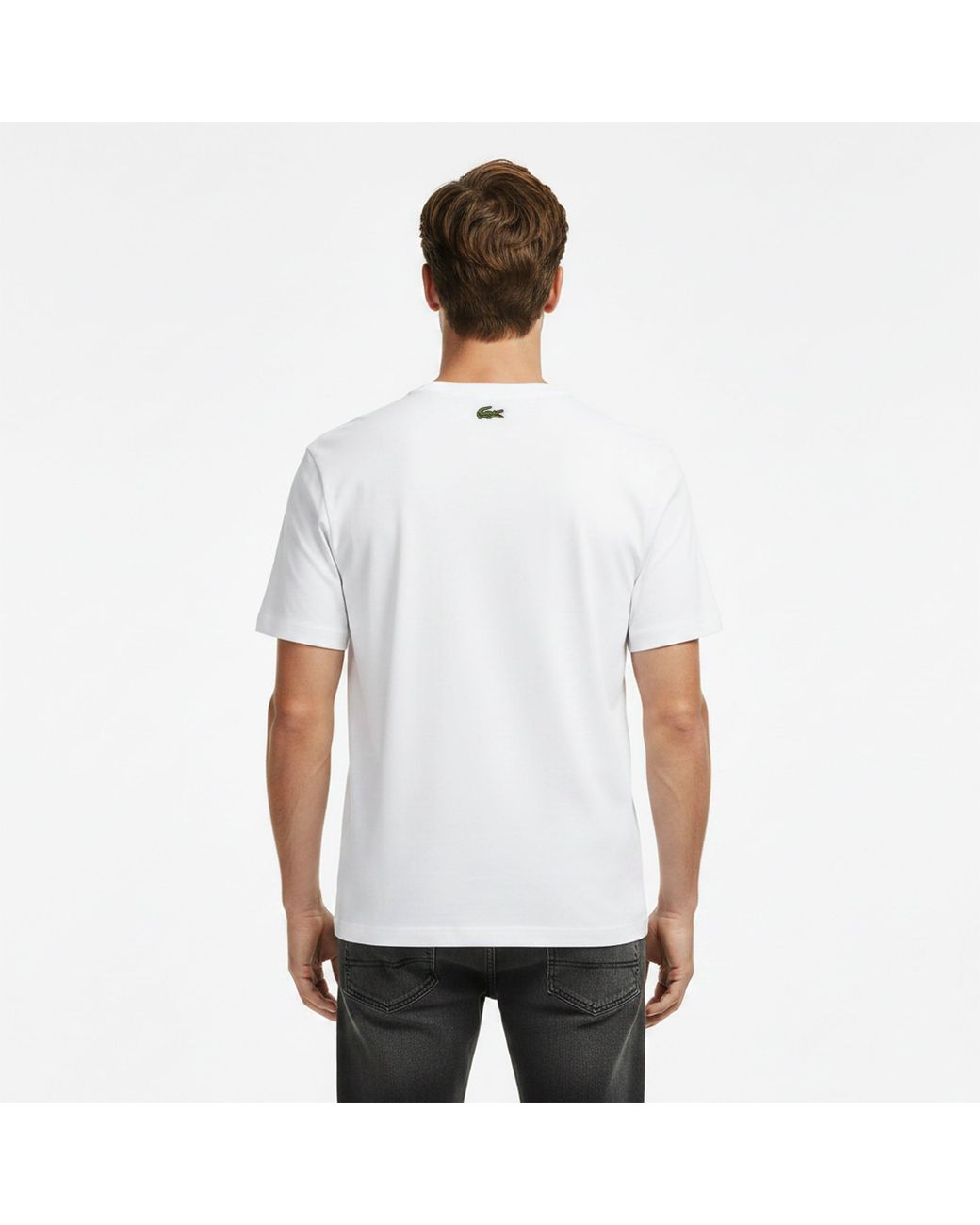 Lacoste White Script Croc Cotton Short-Sleeve T-Shirt for men