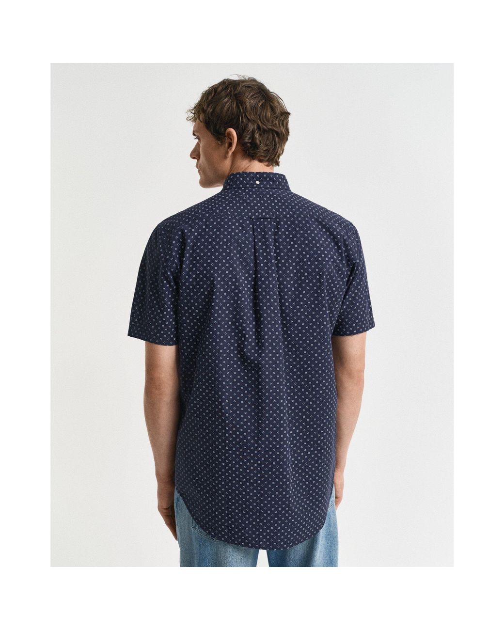 Gant Blue Micro Print Short Sleeve Shirt for men