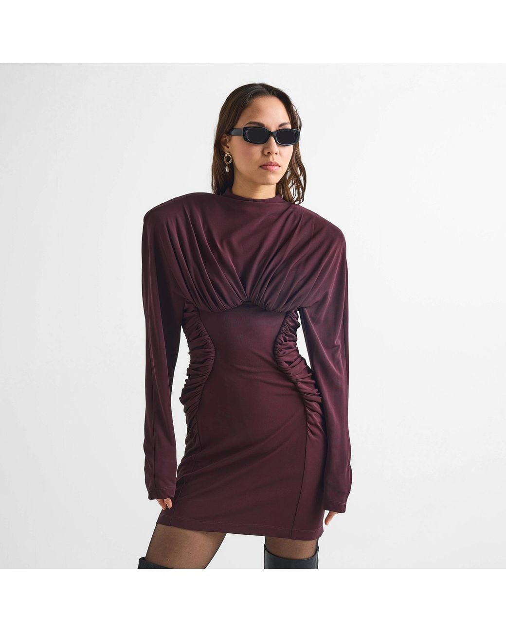 Stella McCartney Purple Long Sleeve Jersey Mini Dress