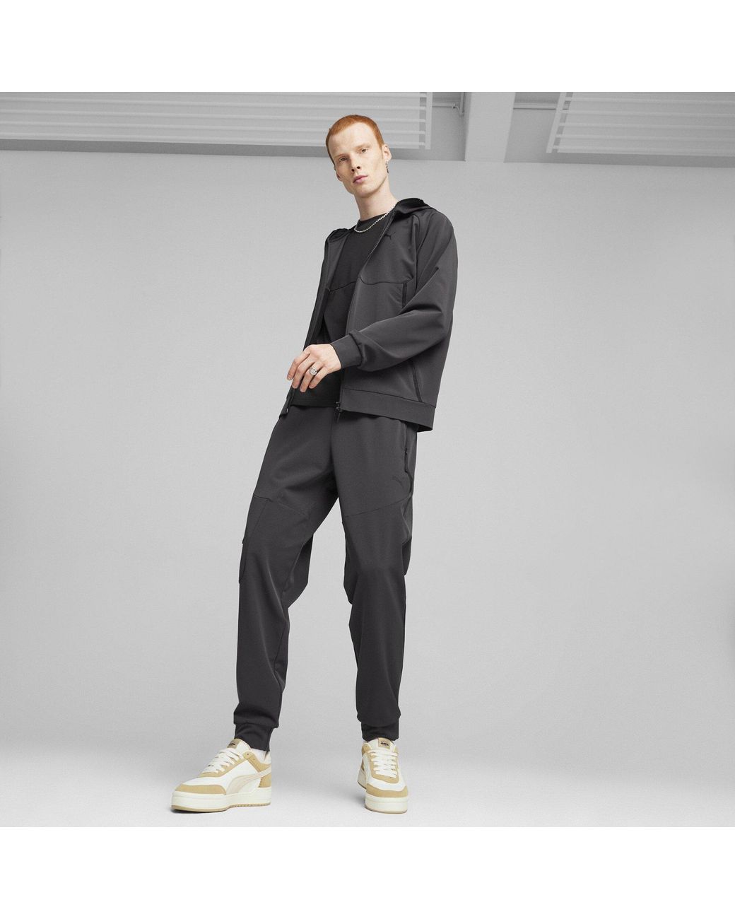 PUMA Black Tech Woven Tracksuit for men