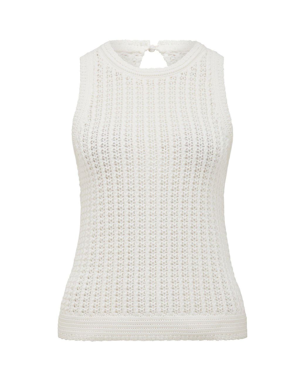 Forever New White Bailee Crochet Look Racer Top