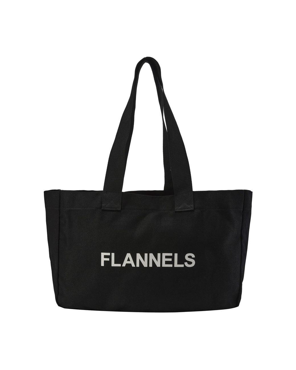 Flannels Black Canvas Logo Tote Bag