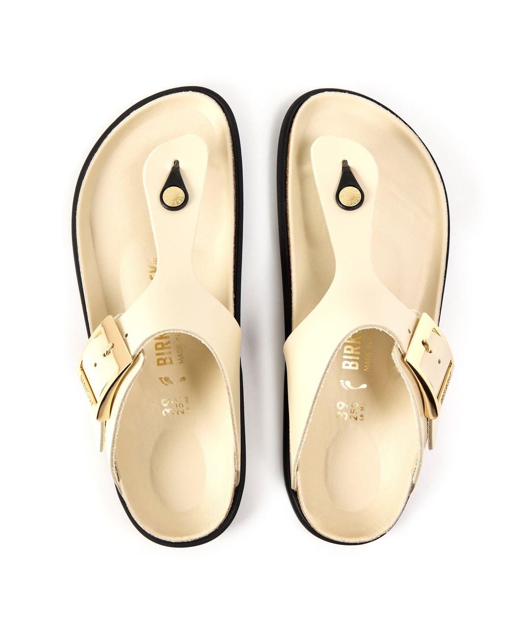 Birkenstock Natural Gizeh High Shine Flat Sandals
