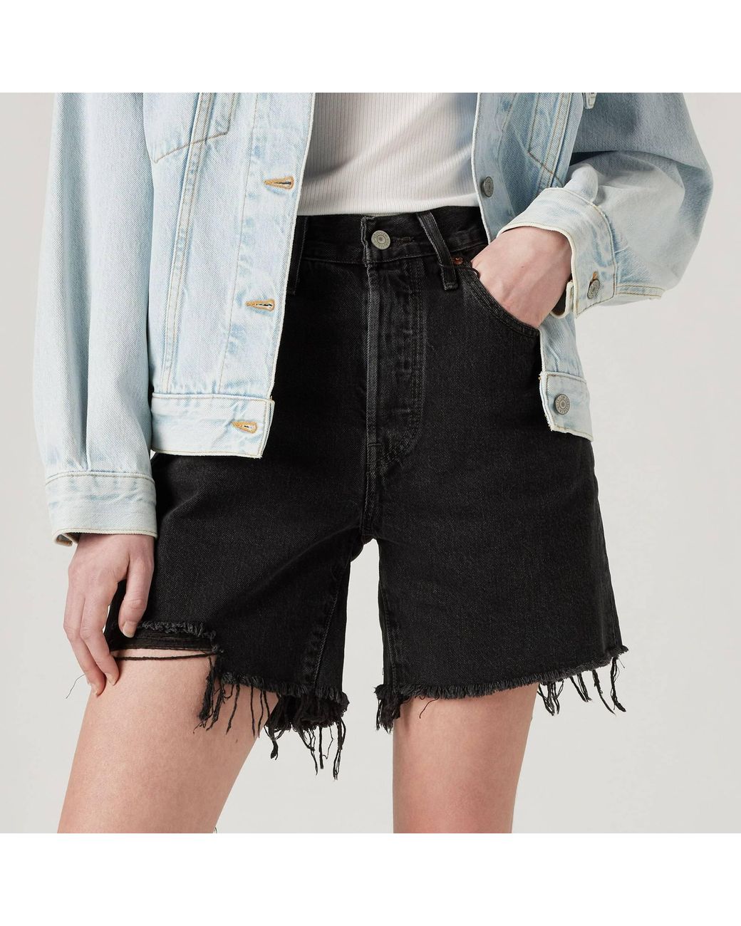 Levi's Black 501 Mid Thigh Short Lunar Blac