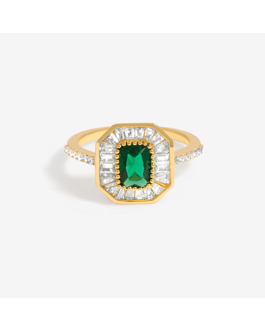 Jon Richard White Plated Cubic Zirconia Emerald Baguette Cockta