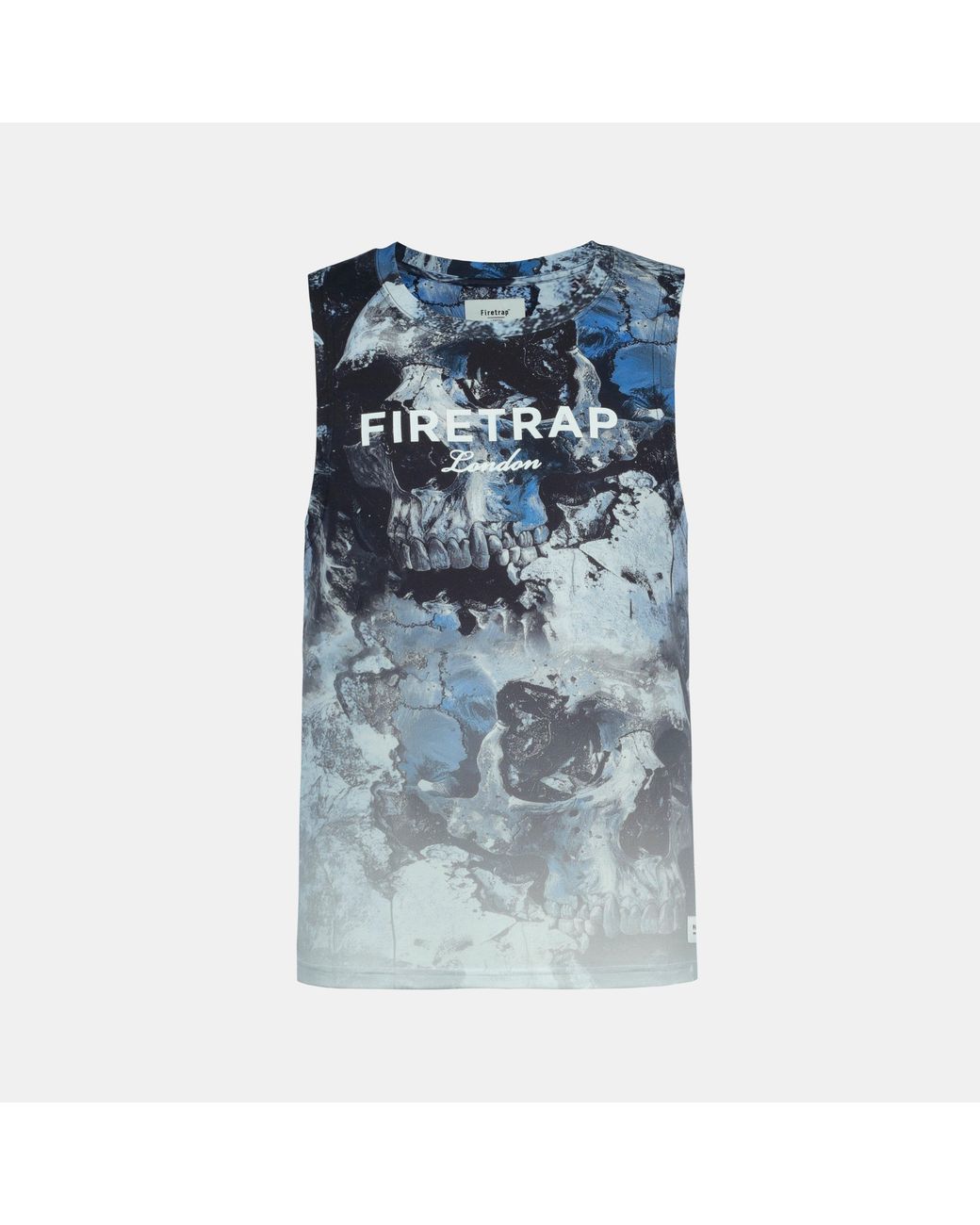 Firetrap Blue Sub Lightning Print Cotton Muscle Vest for men