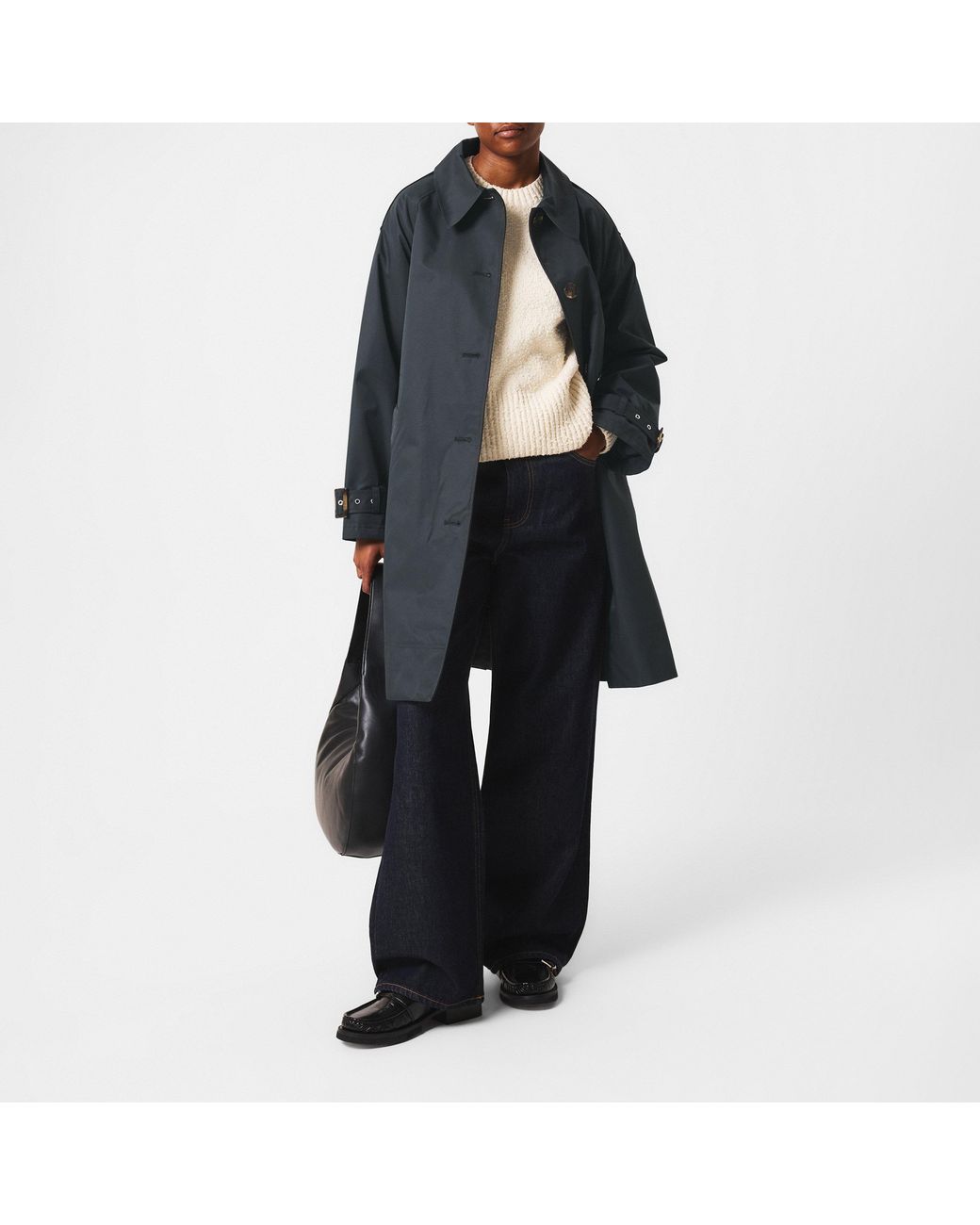 Barbour Blue Maia Showerproof Cotton Long Sleeve Trench Coat