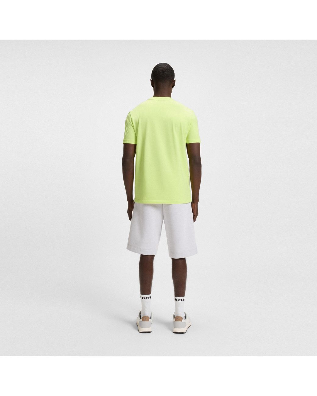 Boss Yellow T-Shirt With Logo Design Stretch Cotton for men