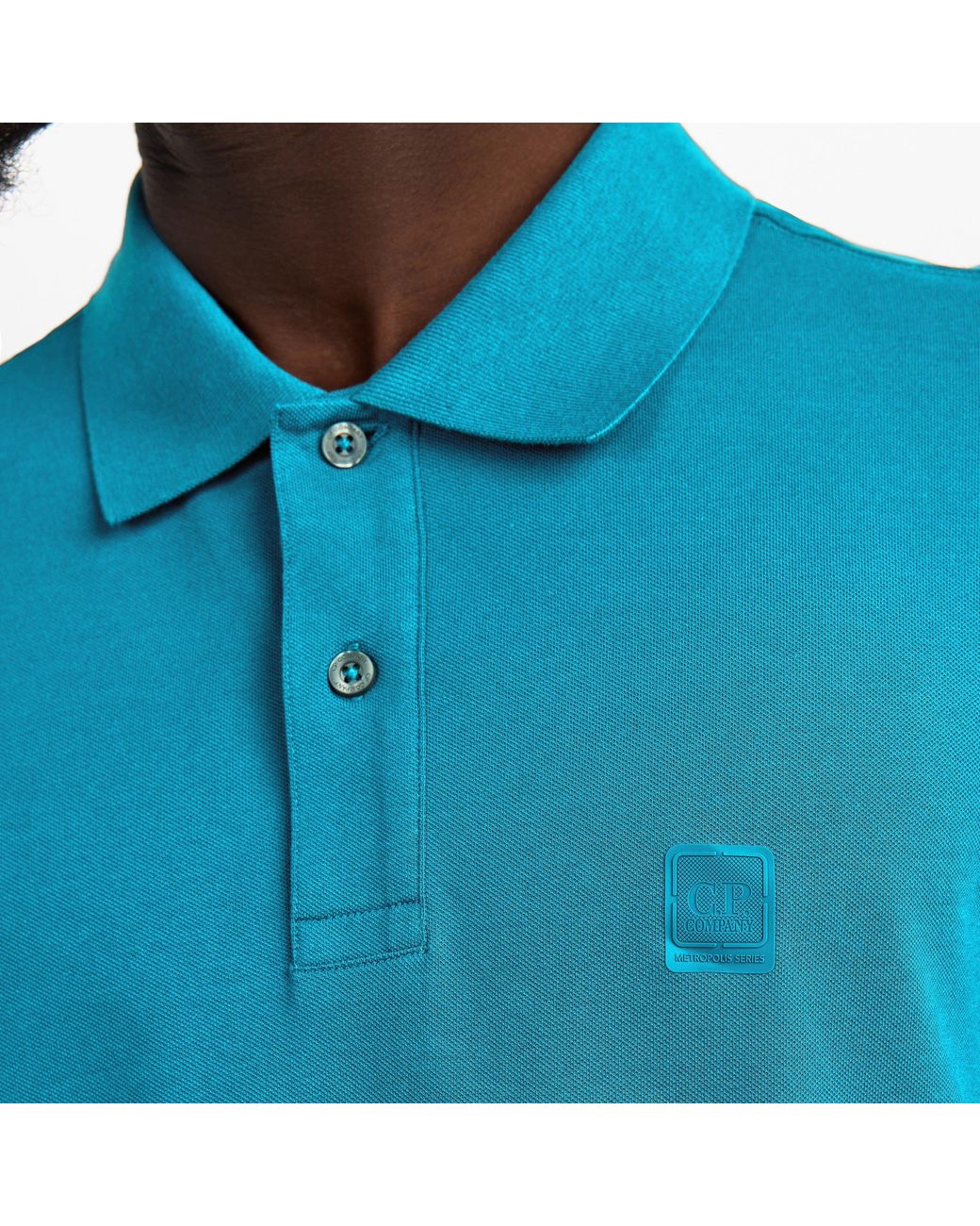 CP COMPANY METROPOLIS Blue Tipped Short Sleeve Polo Shirt for men