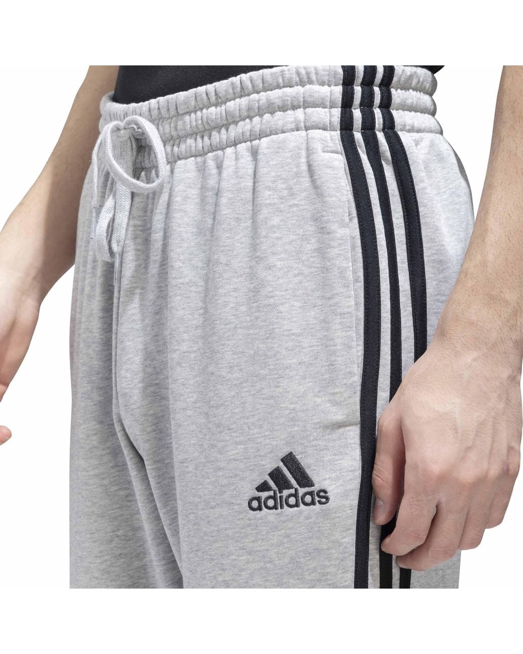 Adidas Gray Essentials Tapered Cuff 3-Stripes Joggers for men