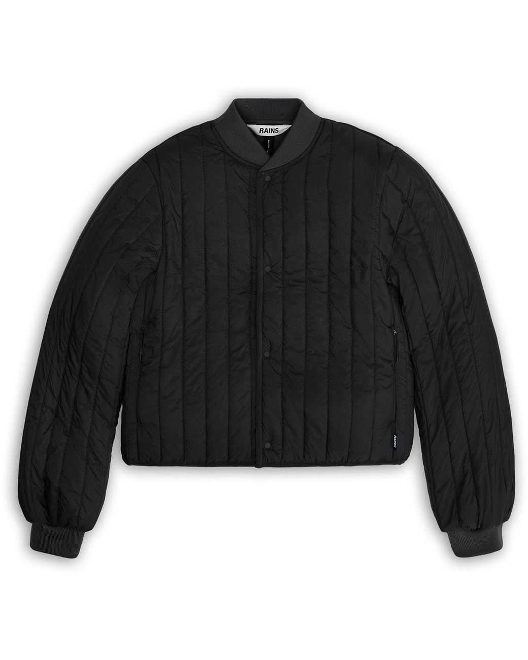 Rains Black Banja Liner Bomber Water Resistant Cropped Quilted Jacket