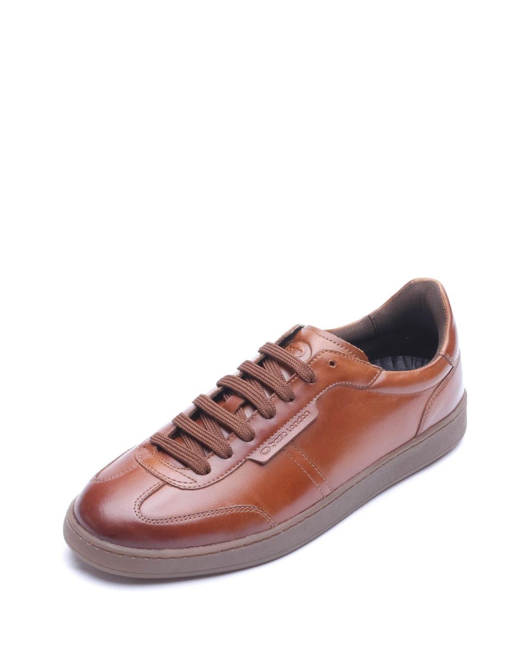Base London Brown Tucker Leather Lace-Up Trainers for men