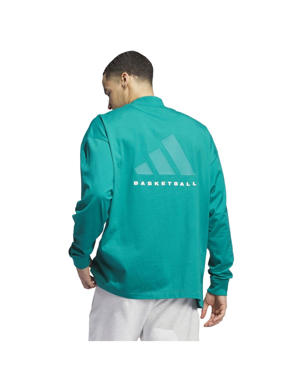 Adidas Blue Basketball Long Sleeve Tee T-Shirt for men