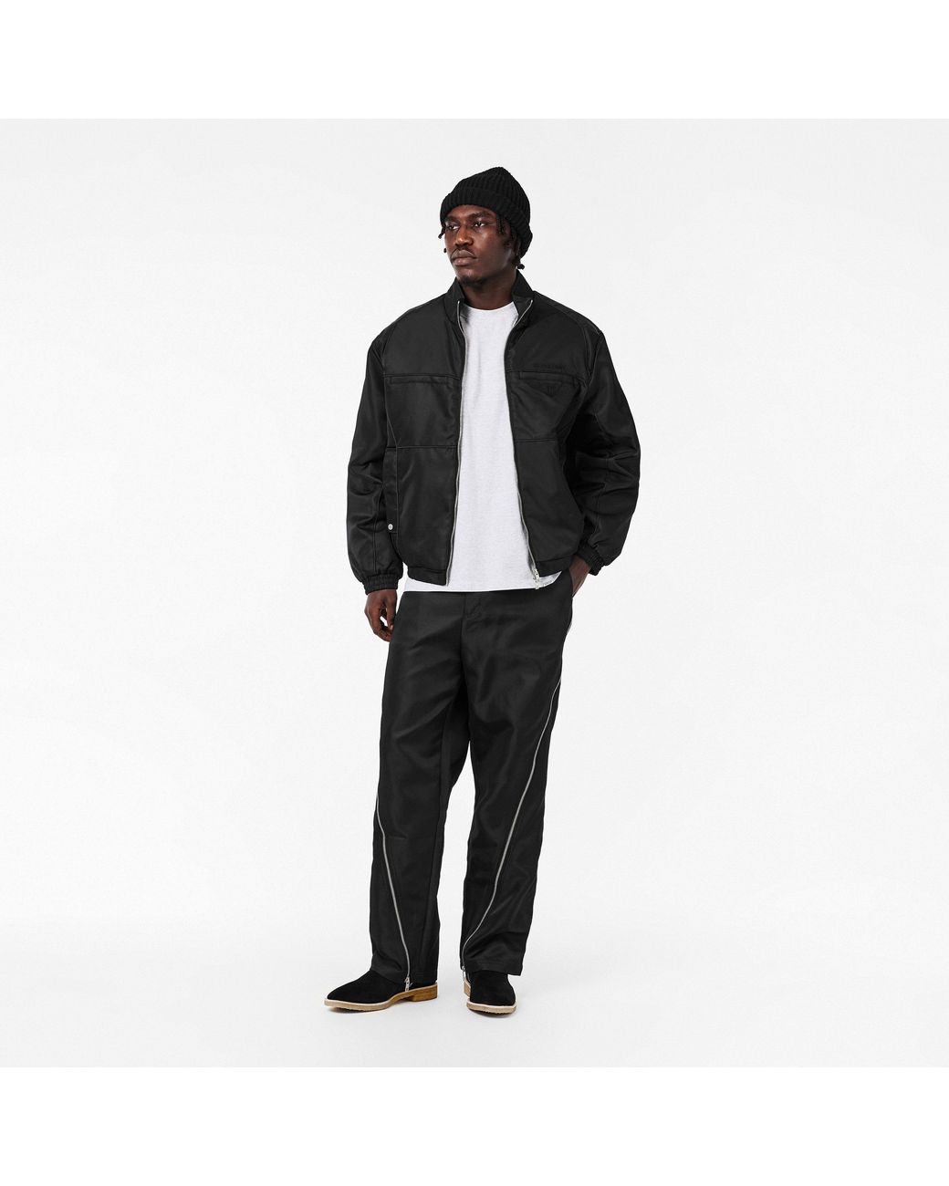 Represent Black 'S Ribbed Collar Bomber Jacket for men