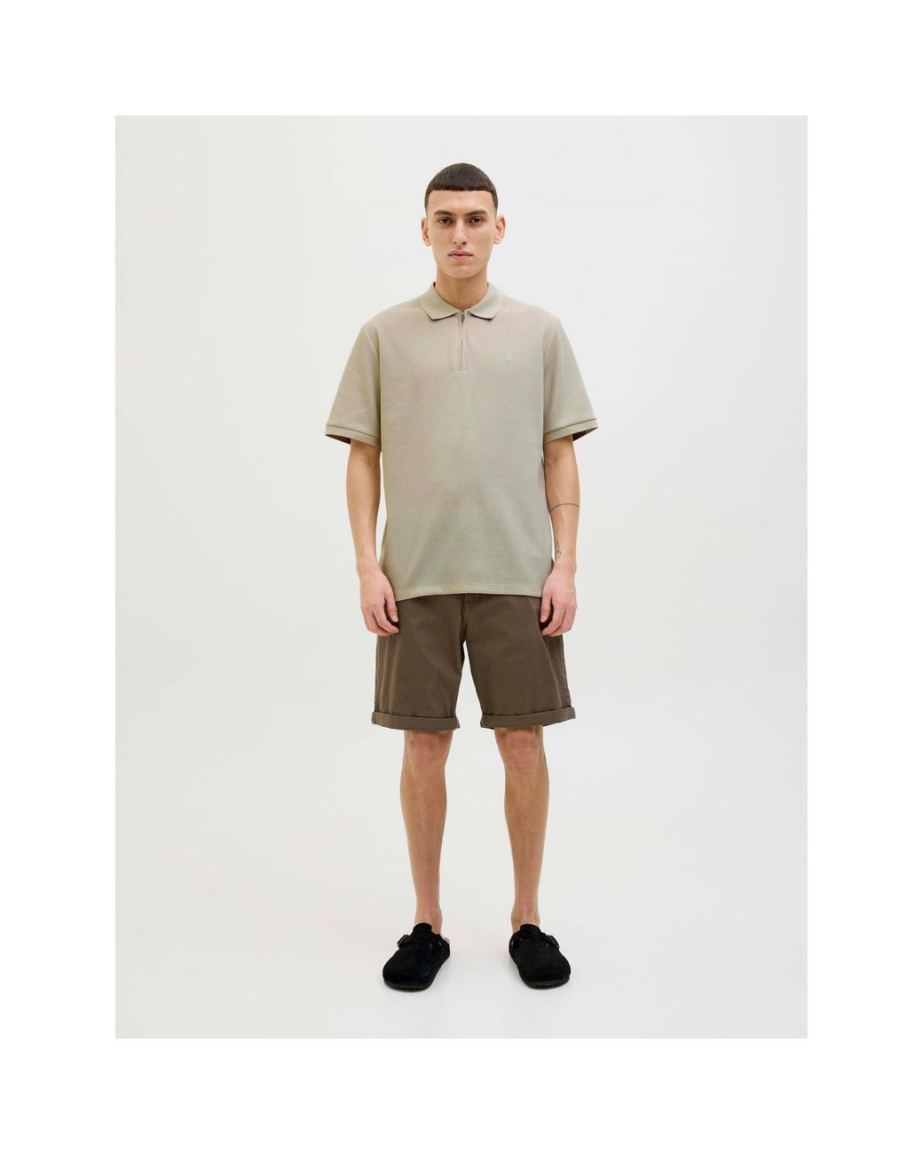Jack & Jones Natural Austin Zip Polo for men