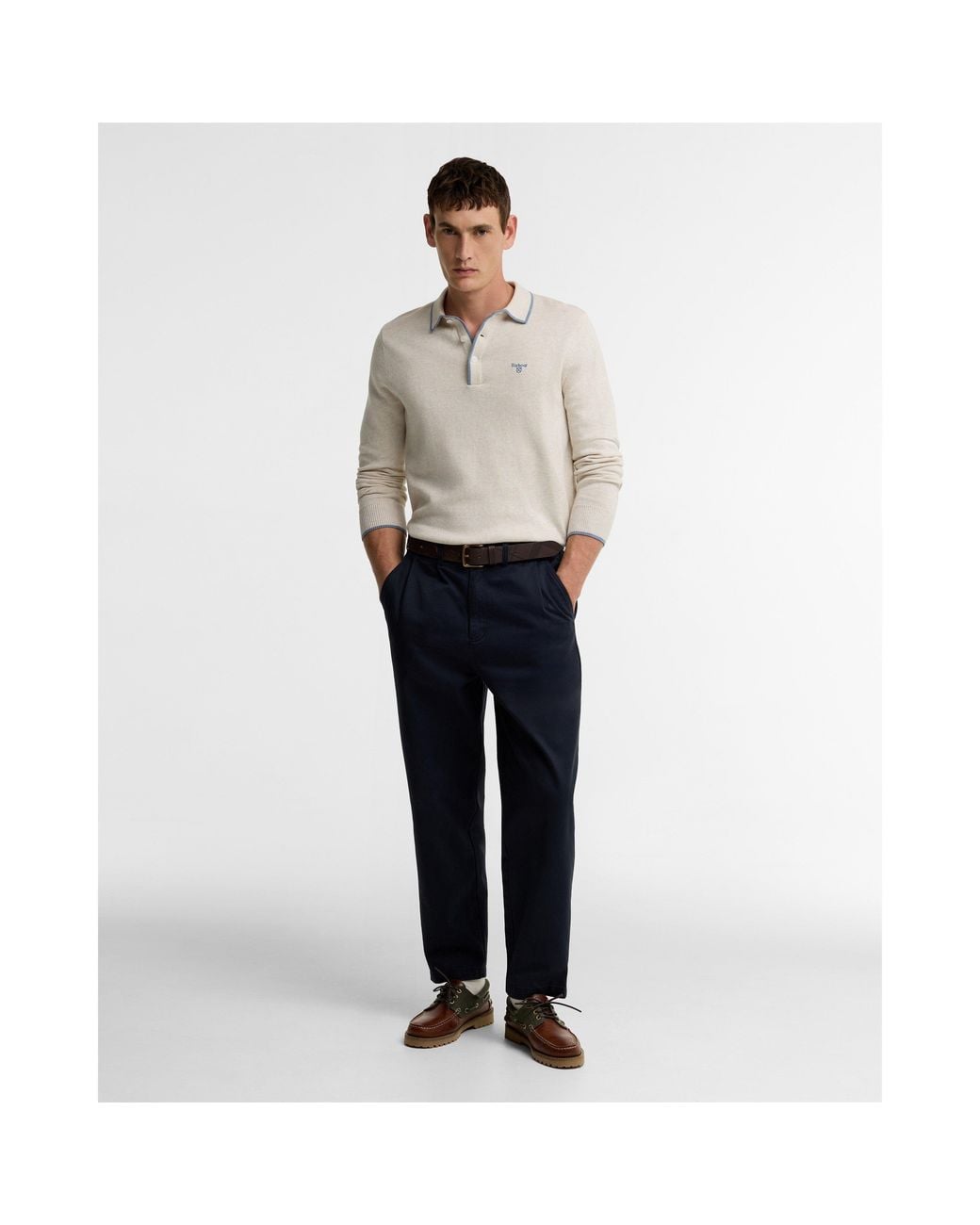 Barbour Blue Yorklane Cotton Slim-Fit Trousers for men