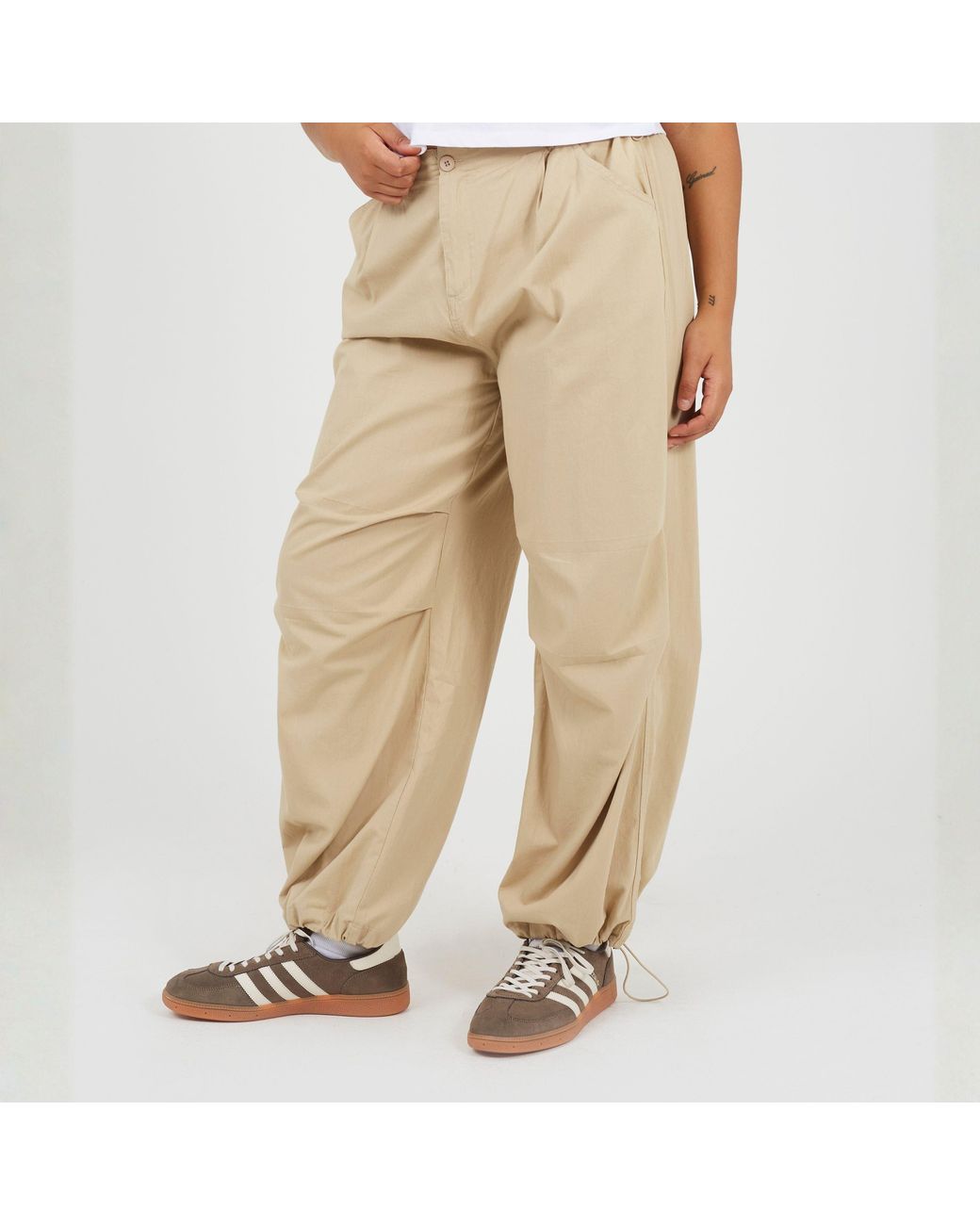 Brave Soul Natural Plus Size Utility Cargo Parachute Trousers