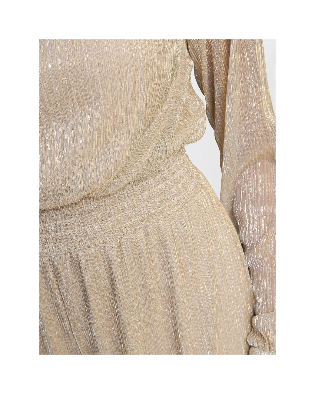 Gina Bacconi Natural Kylie Metallic Knit Jumpsuit