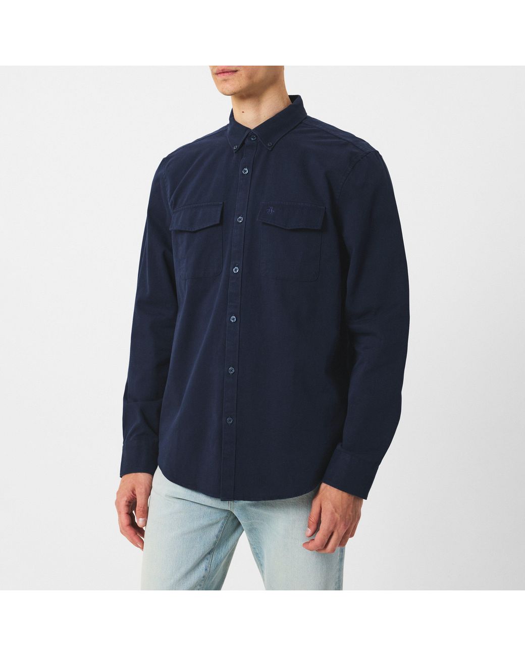 Original Penguin Blue Long Sleeve Twill Overshirt for men