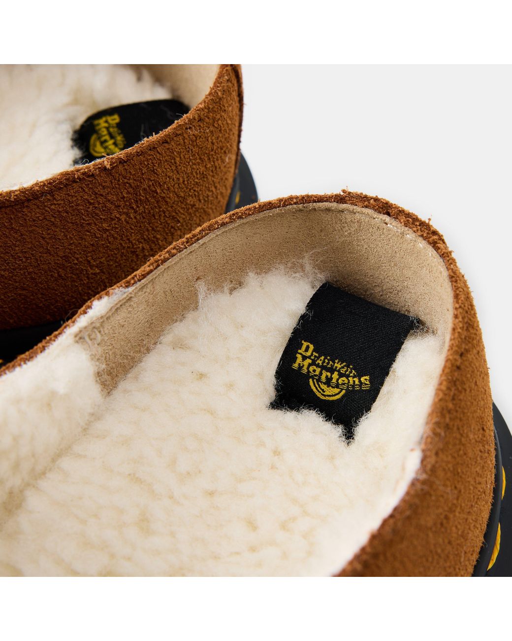 Dr. Martens Brown Zebzag Suede Platform Slip On Flat Mules