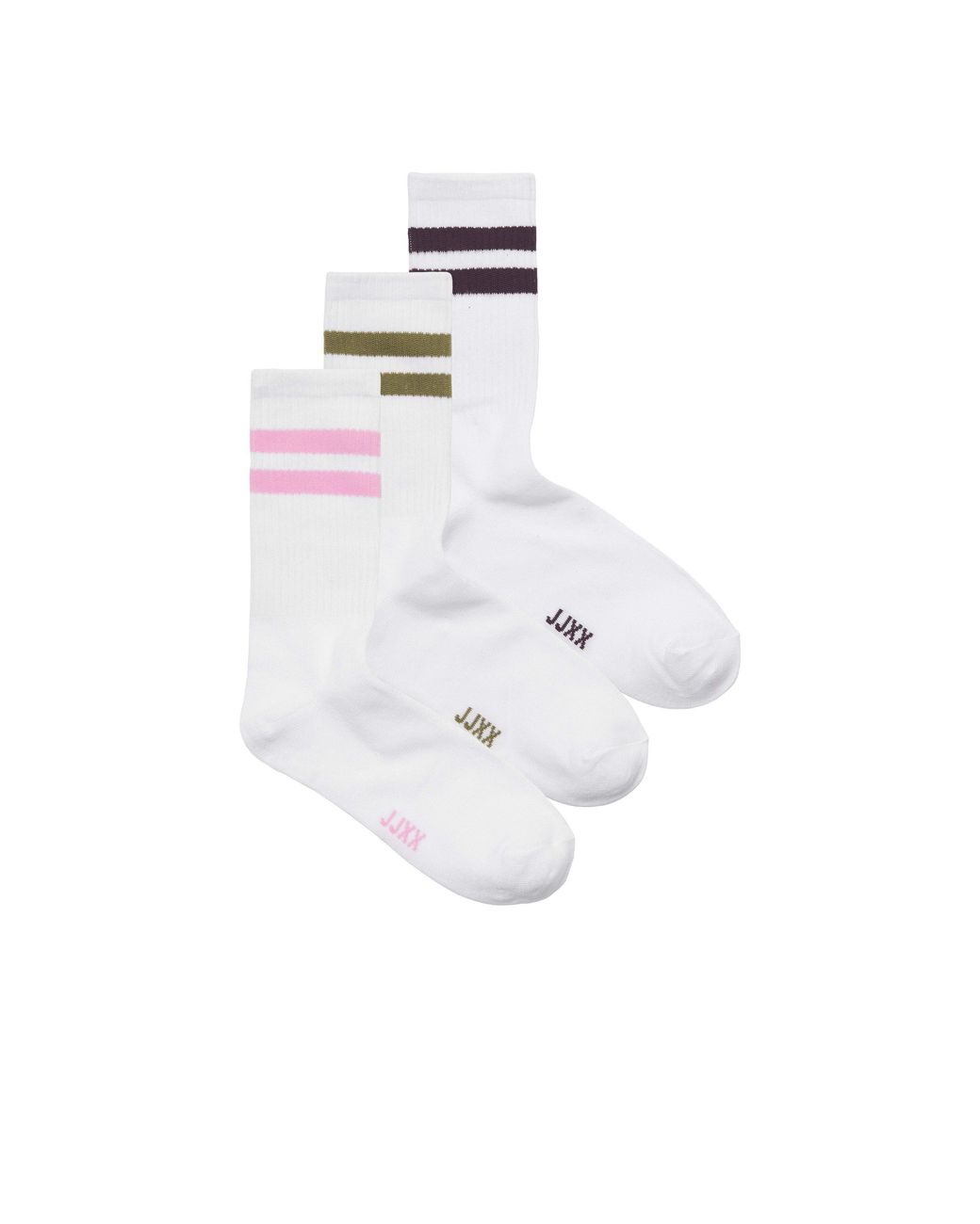 JJXX White Tennis 3 Pack Crew Socks