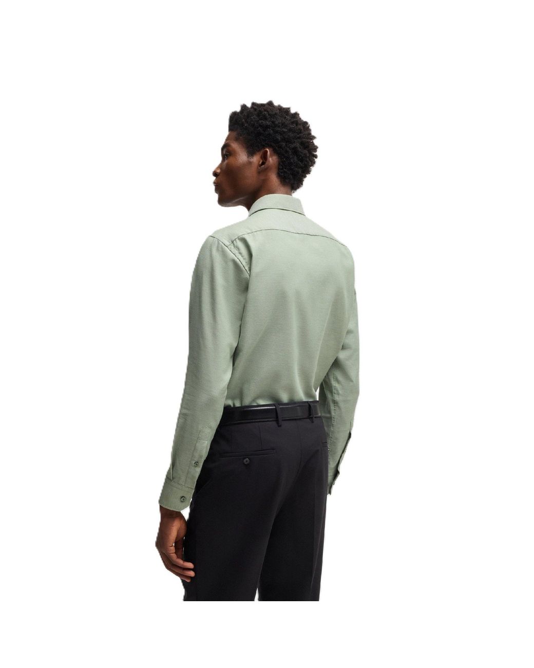 Boss Gray H Joe Spread Long Sleeve Oxford Shirt for men