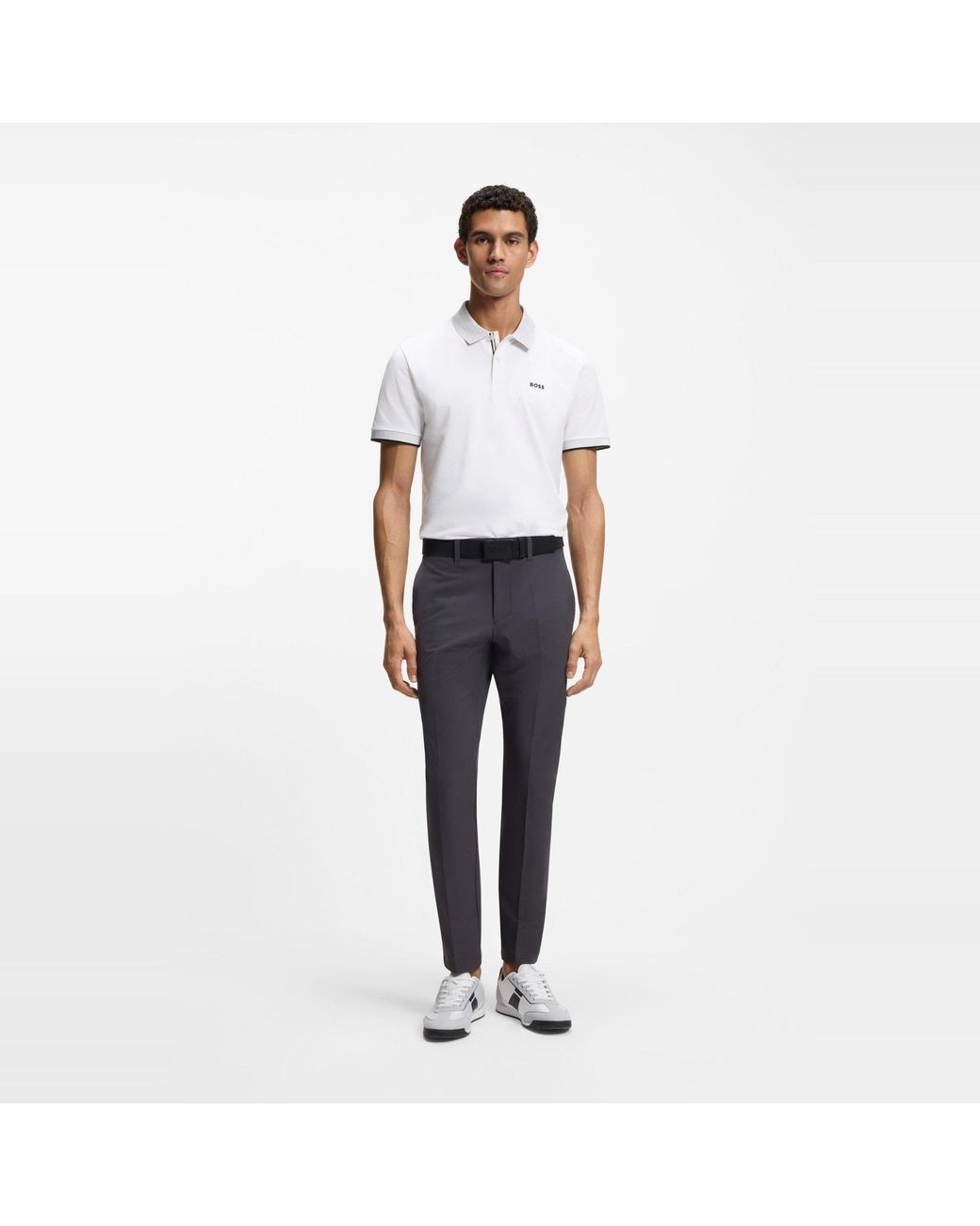Boss White Chip Paddy Cotton Short-Sleeve Polo Shirt for men