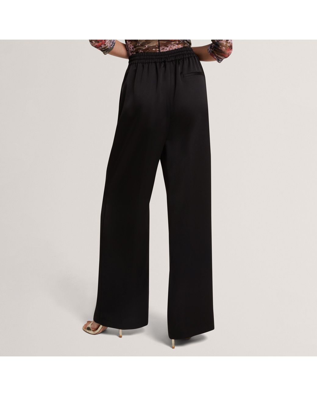 Ted Baker Black Ted Satin Wide Leg Trouser