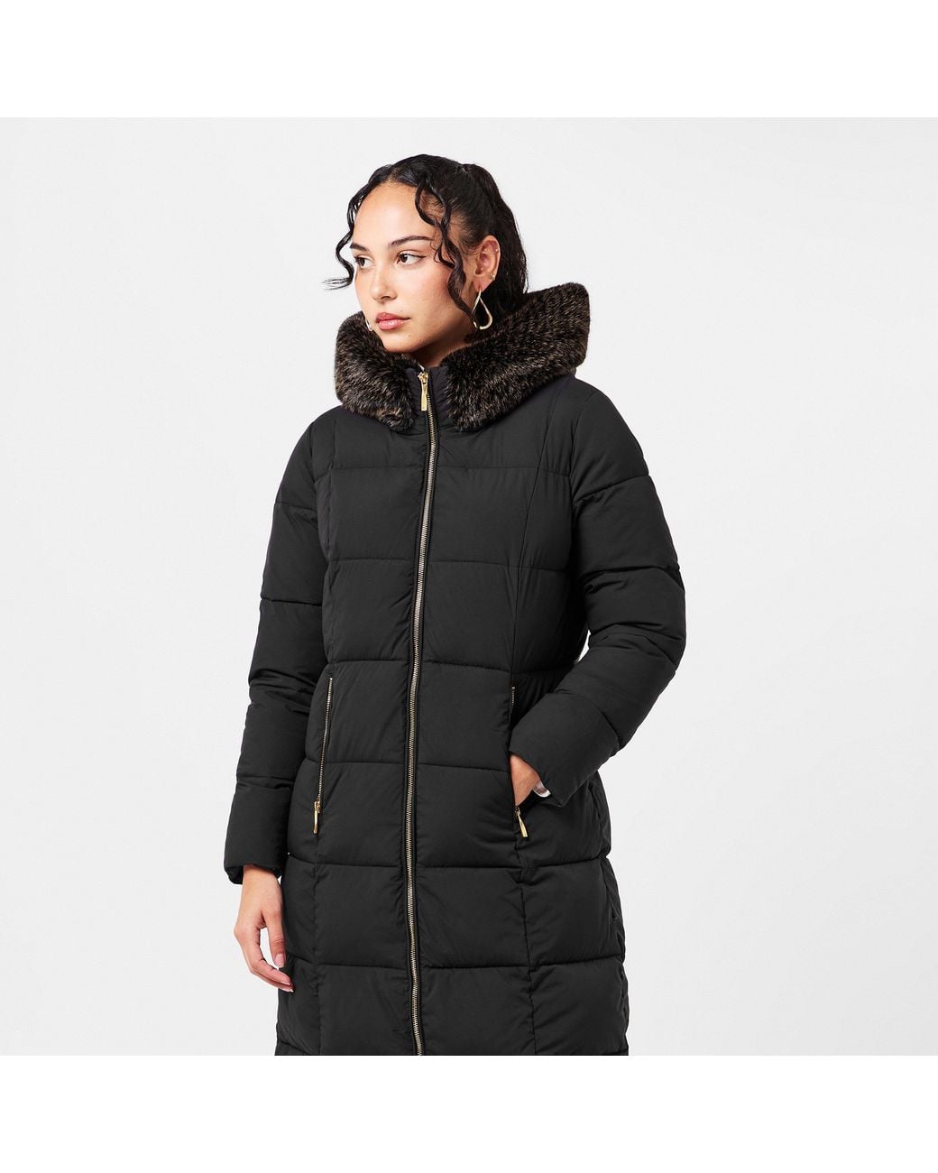 Donna Karan Black Insulated Long Puffer Jacket