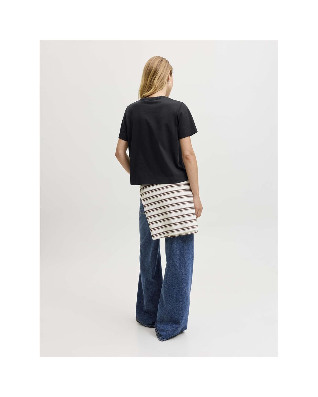 JJXX Black Sophia Boxy Short-Sleeve Cotton T-Shirt