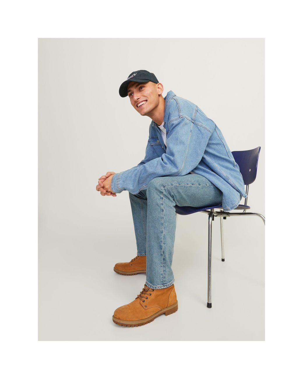 Jack & Jones Blue Clark Evan Straight Leg Jeans for men