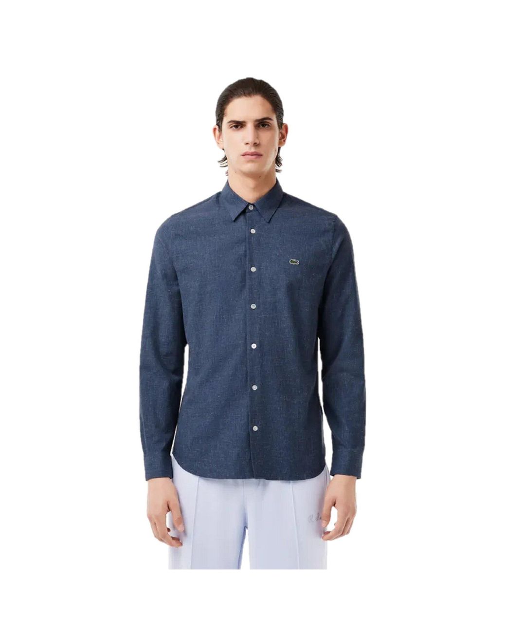 Lacoste Blue Long Sleeve Plain Shirt for men