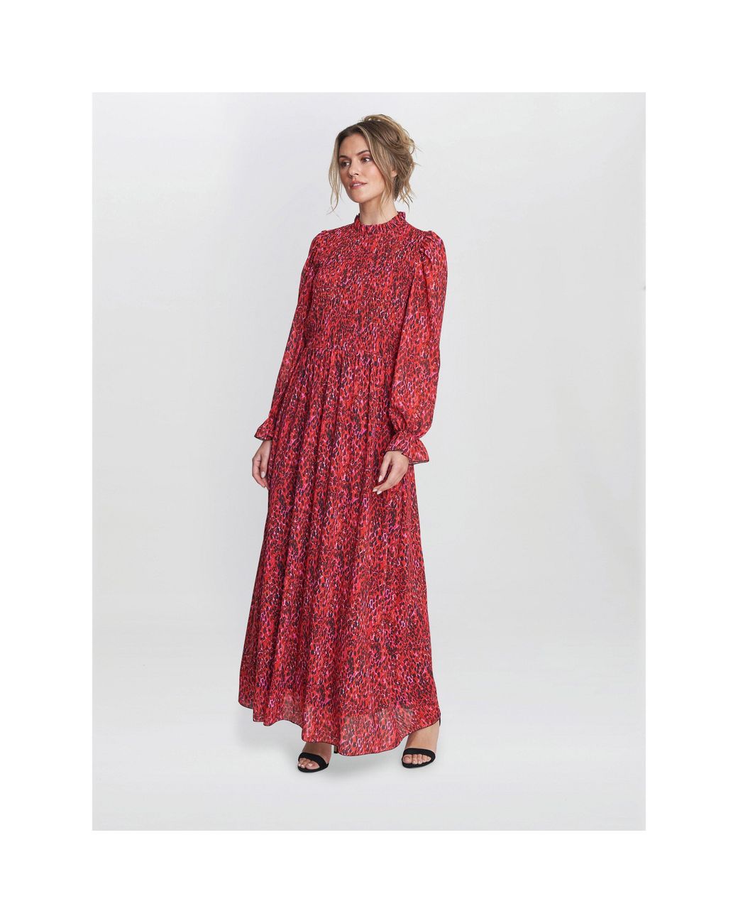 Gina Bacconi Thea Sheered Long Sleeve Dress