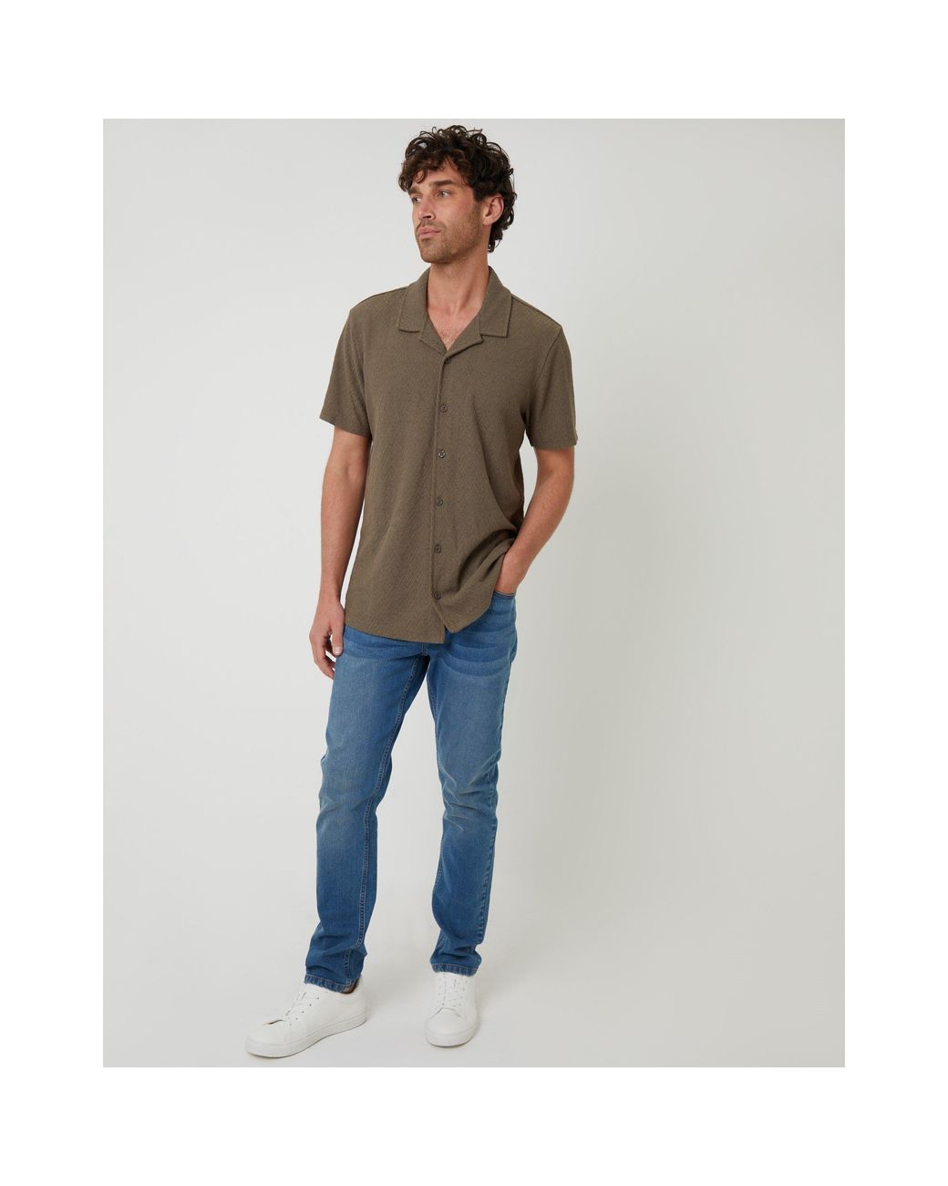 Threadbare Gray Selkirk Short-Sleeve Shirt for men