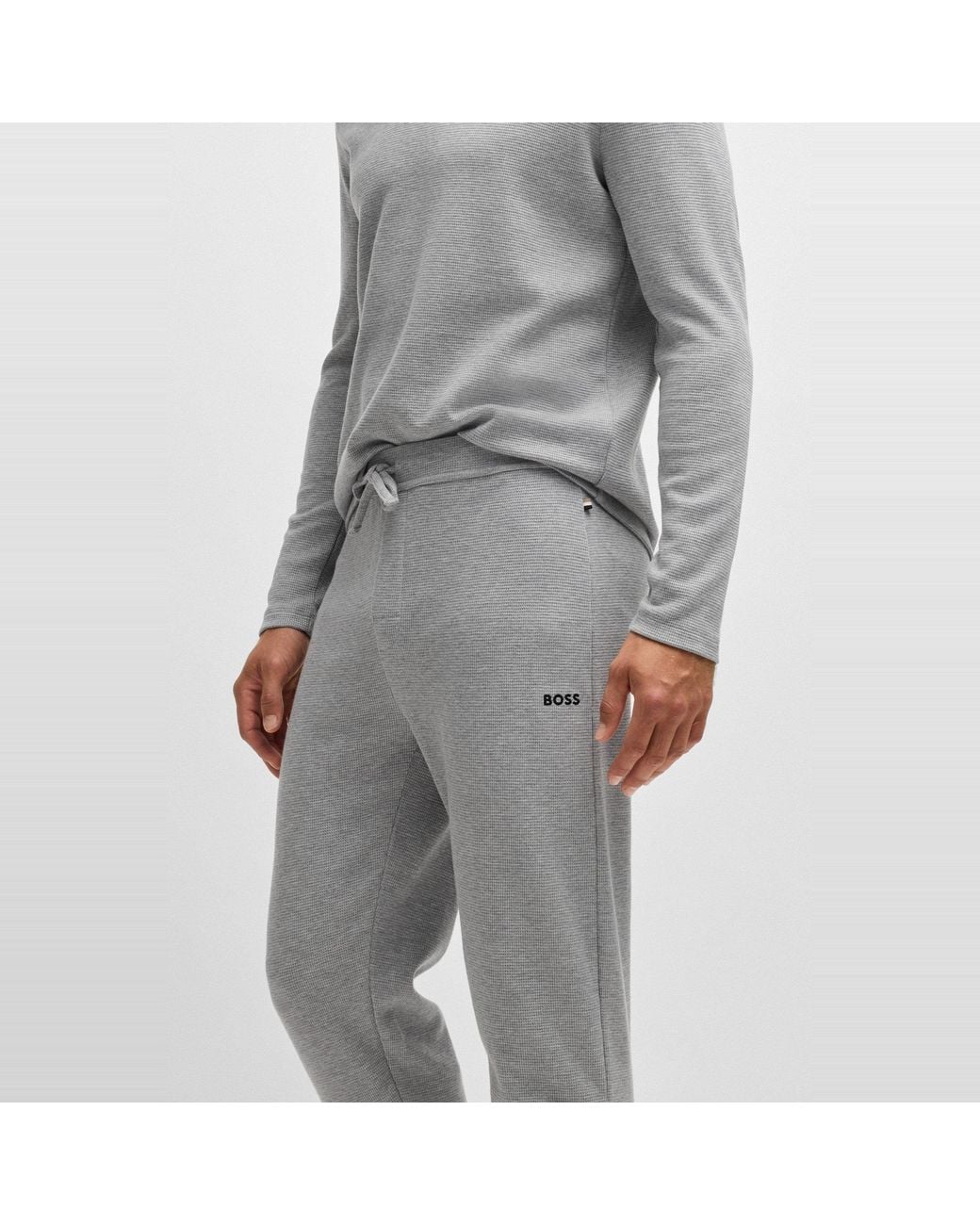 Boss Gray Bw Waffle Jogging Bottoms for men