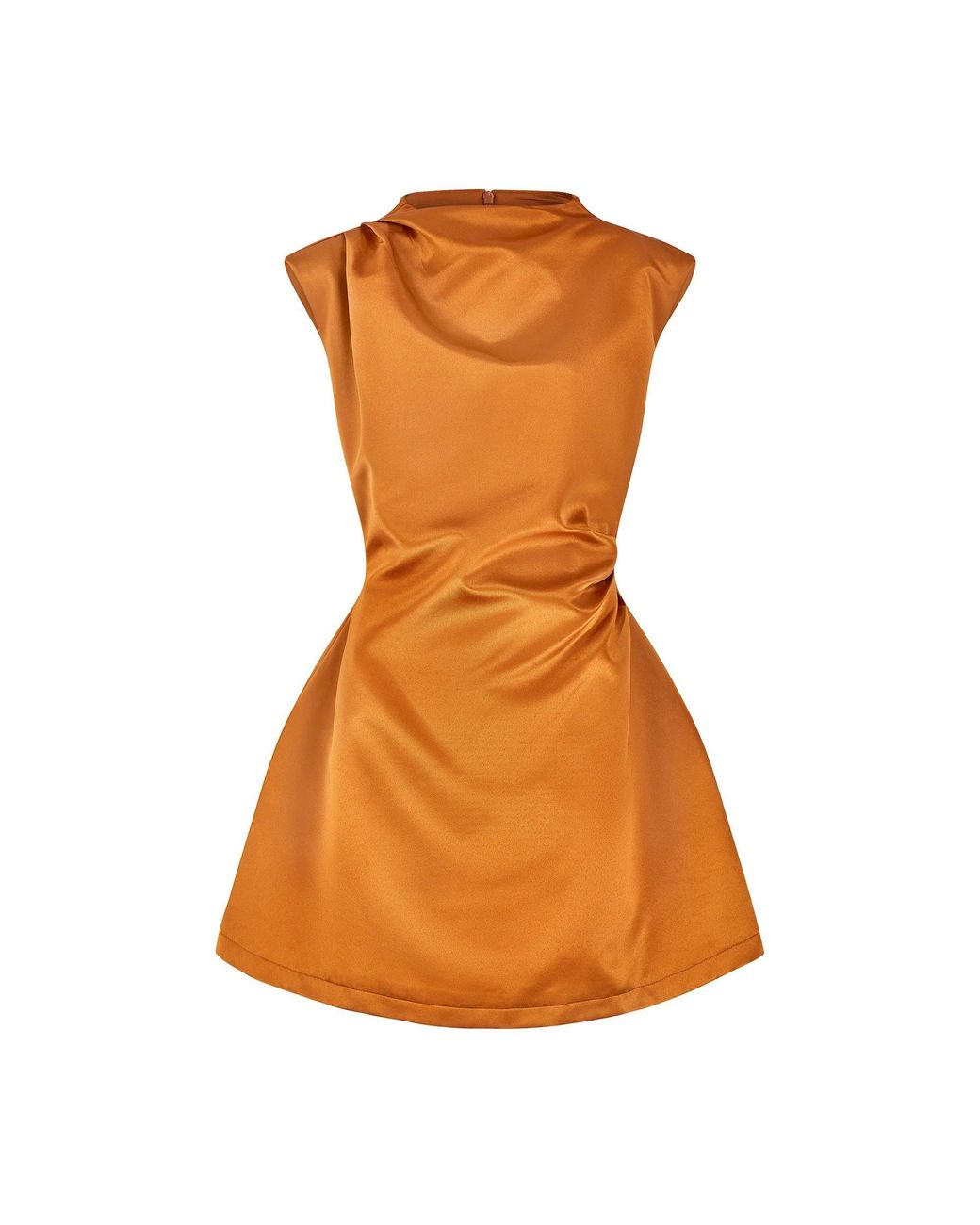 Odd Muse Brown The Ultimate Muse Satin Straight Neck Mini Dress