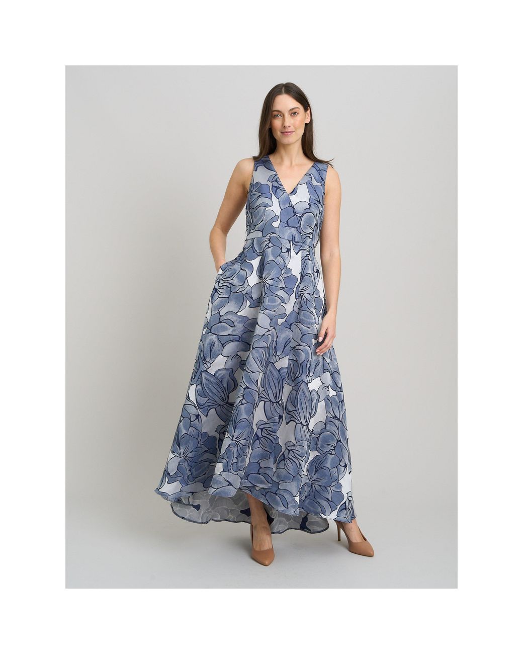 Gina Bacconi Blue Montana Jacquard Dress