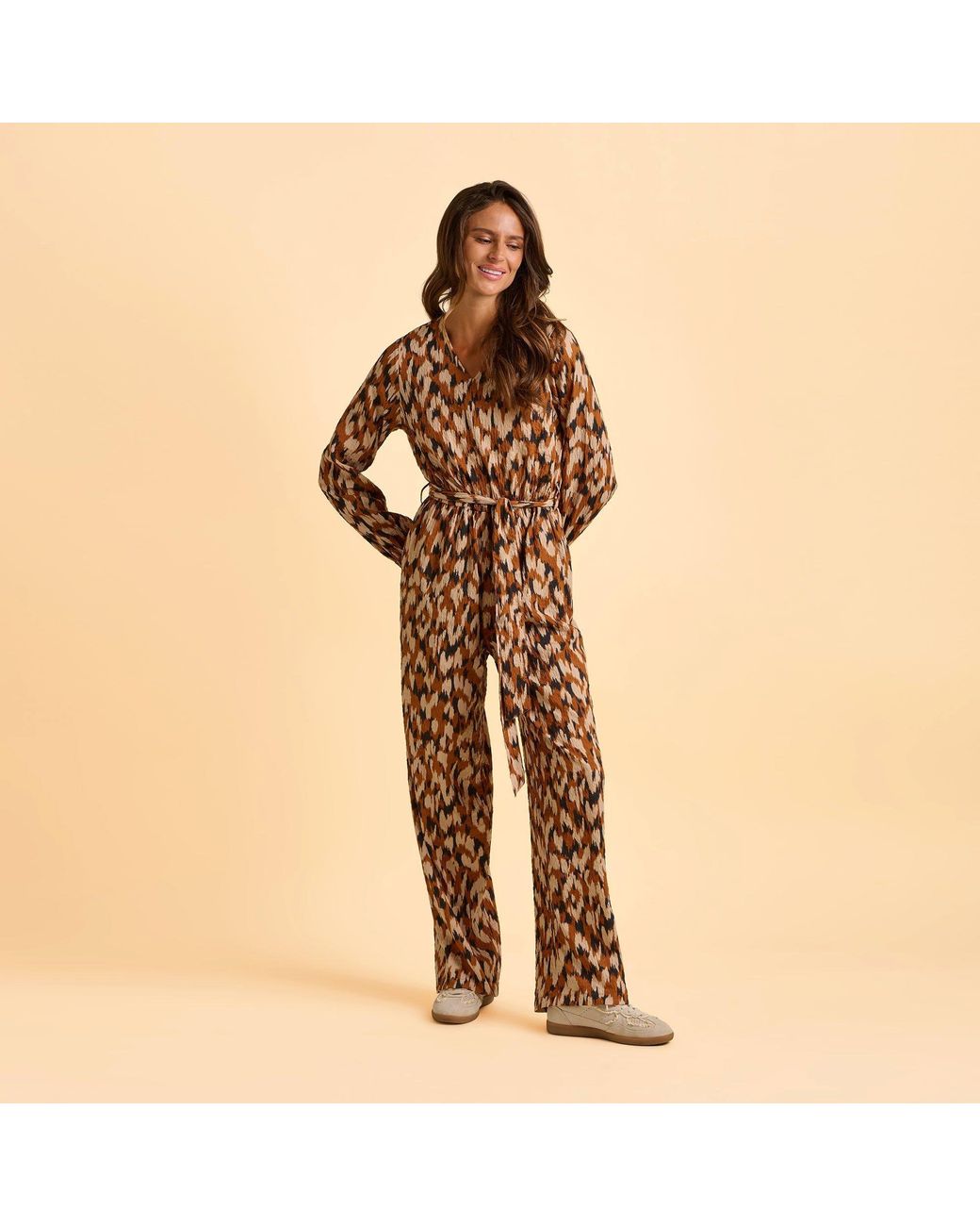 Brakeburn Natural Selenna Animal Print Jumpsuit