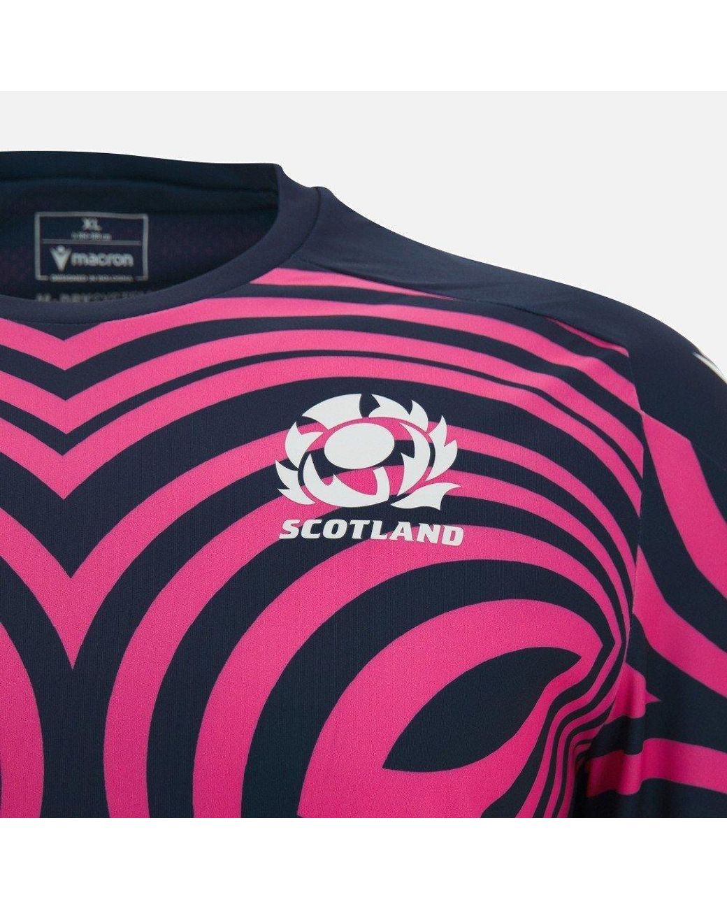 MACRON Pink Scotland Rugby Training 2024/25 T-Shirt for men